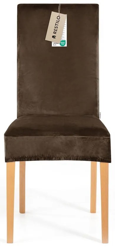 Set di coprisedia marroni con rivestimento elastico per sedie 4 pz 48 cm Sento – Restilo