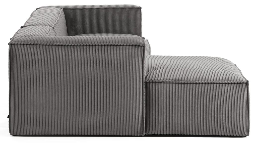 Kave Home - Divano Blok 4 posti chaise longue sinistra in velluto a coste spesse grigio 330 cm