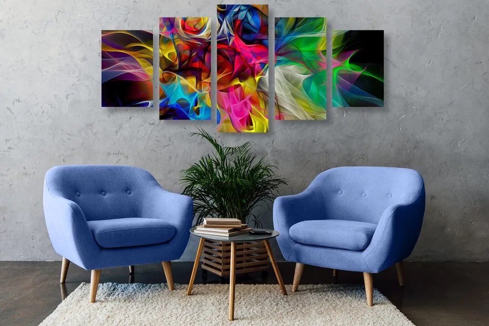 Quadri 5 pezzi – Caos colorato astratto