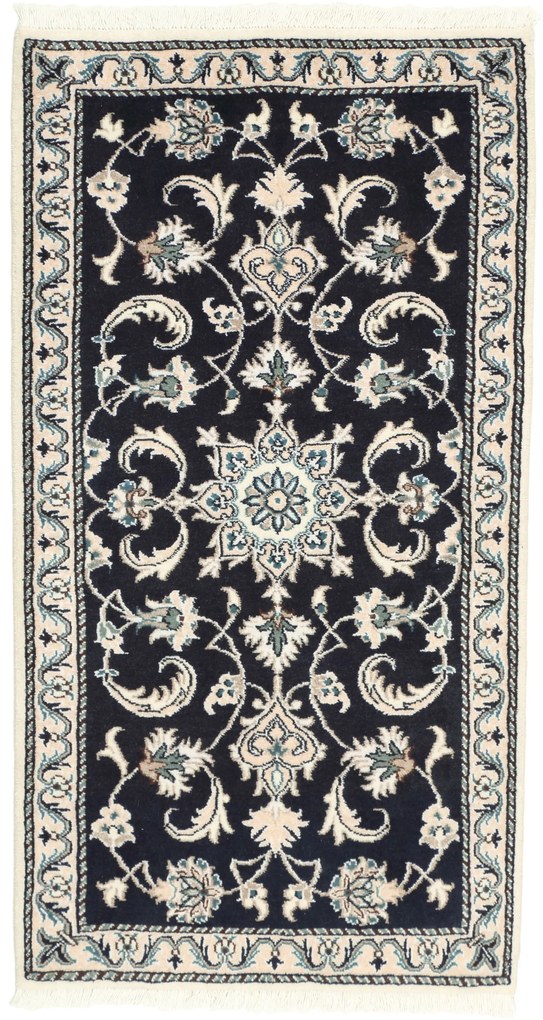 Nain Tappeto persiano 70x140 Blu (Iran) Annodato A Mano