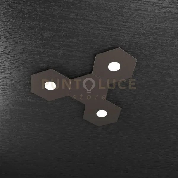 Hexagon applique-plafoniera 3 luci + 1 decorativo marrone 1142-3l1d-ma