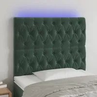 Testiera a LED Verde Scuro 90x7x118/128cm in Velluto 3122799