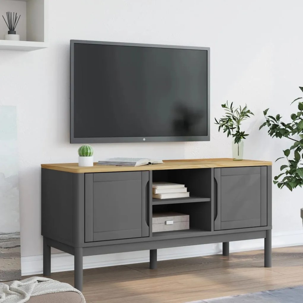 Mobile tv floro grigio 114x43x55 cm in legno di pino