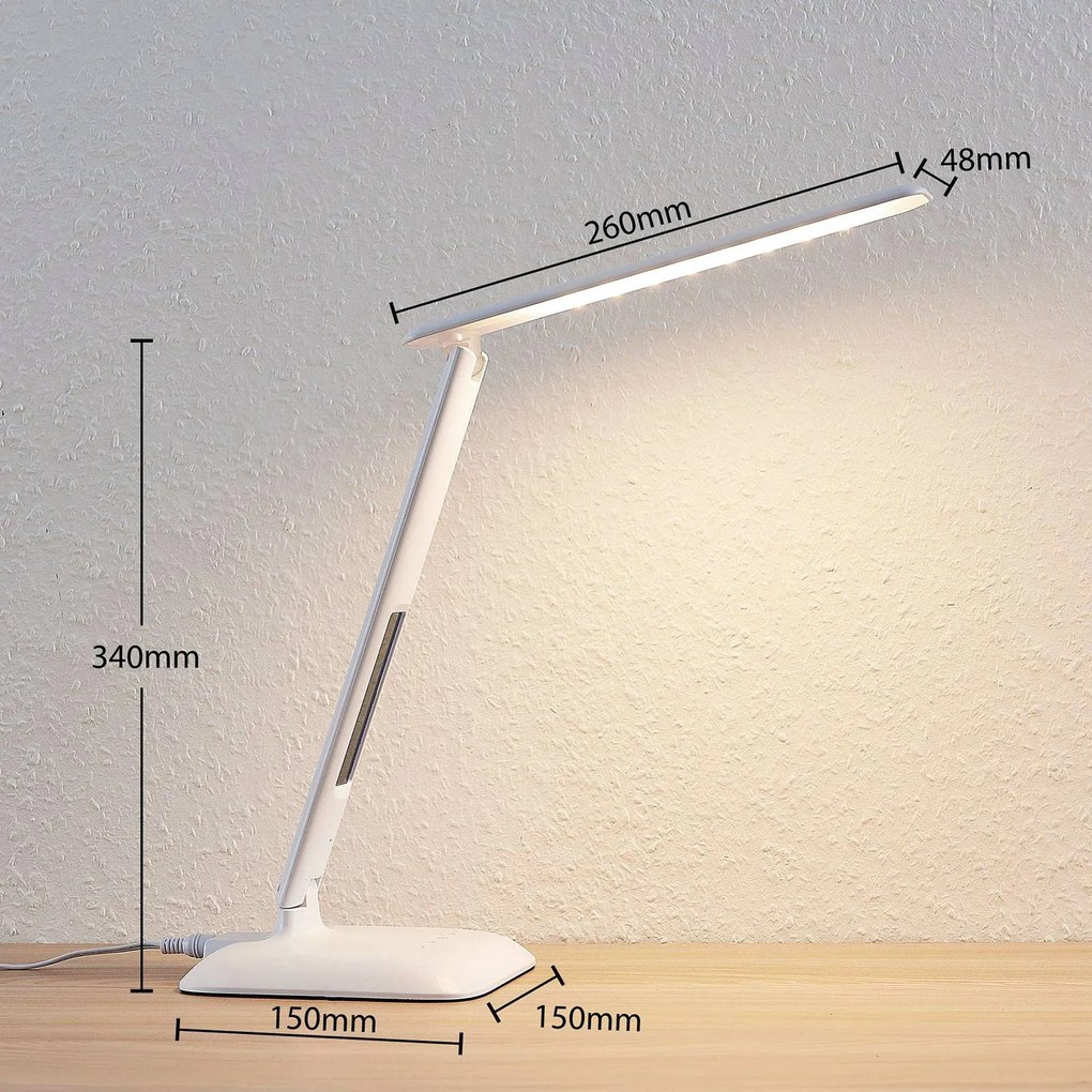 Lampada LED da tavolo Lindby Ludmilla, altezza 34 cm, bianco, display