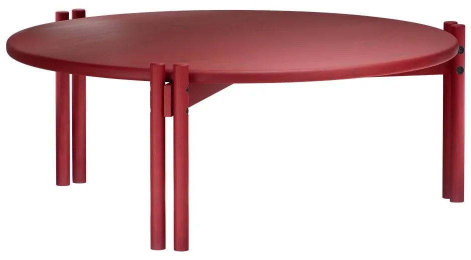 Tavolino rotondo rosso in legno di pino ø 80 cm Sticks - Karup Design