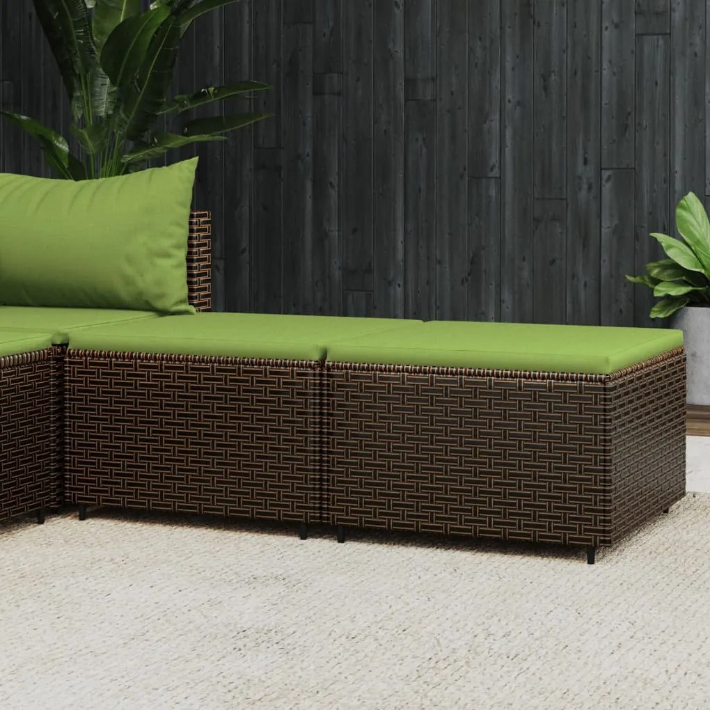 Poggiapiedi Da Giardino Con Cuscini 2 Pz İn Polyrattan Marrone /