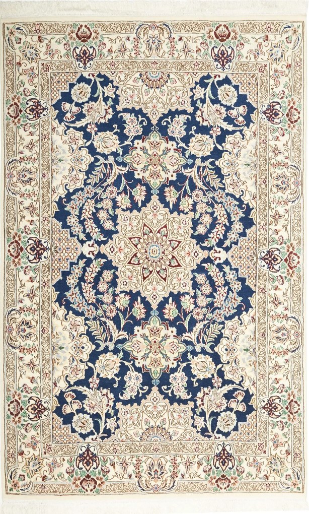 Nain Tappeto persiano 130x200 Blu (Iran) Annodato A Mano