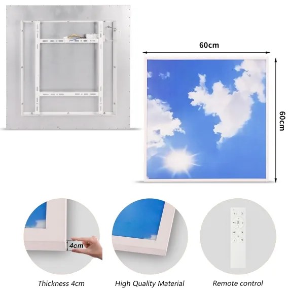 Brilagi-LED Pannello dimmerabile SLIMFRAME SKY LED/58W/230V 60x60 cm argento/blu + telecomando