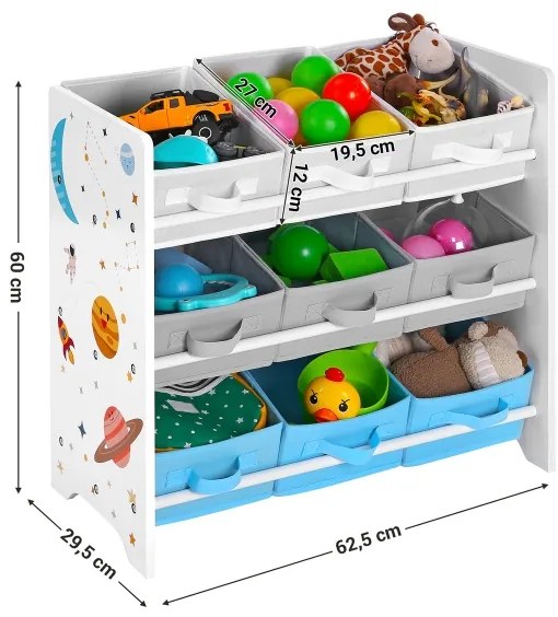 Portaoggetti per bambini con scatole in tessuto ANET blu/bianco