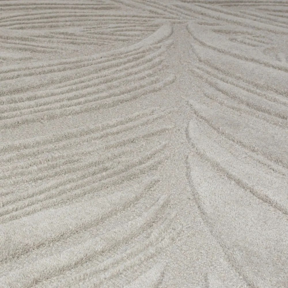 Tappeto in lana grigio chiaro 200x290 cm Lino Leaf - Flair Rugs