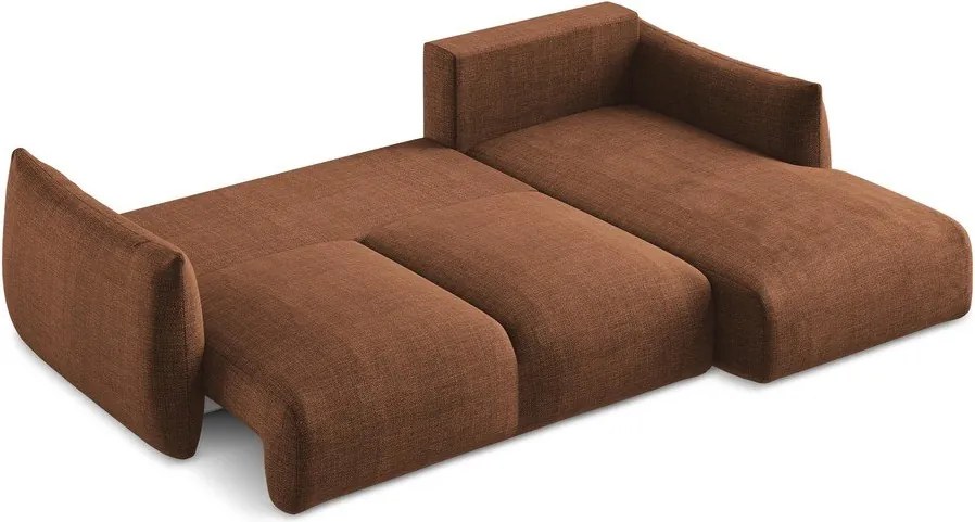 Divano angolare color terracotta allungabile (con penisola a destra/con chaise lounge) Leila – Makamii
