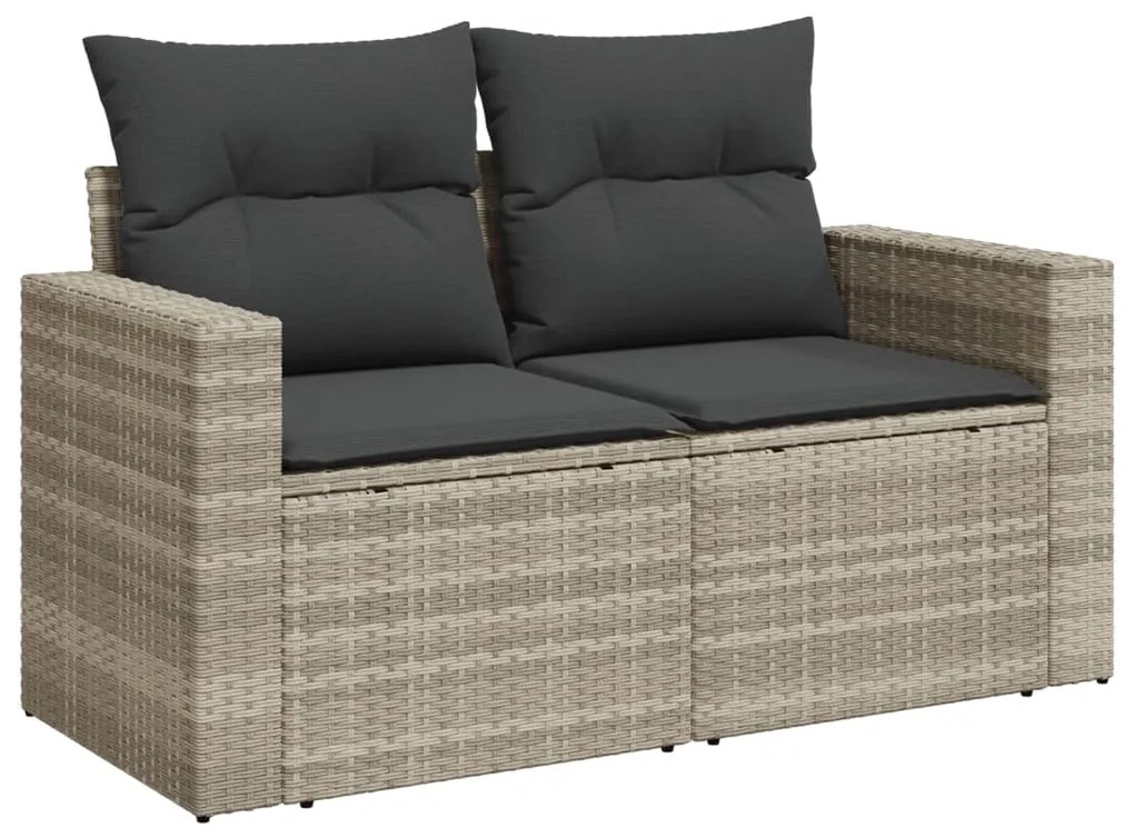 Set divani da giardino 11 pz con cuscini in polyrattan grigio