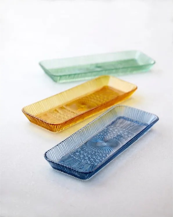 Piatto da portata in vetro verde 14x38 cm Kusintha - Bitz