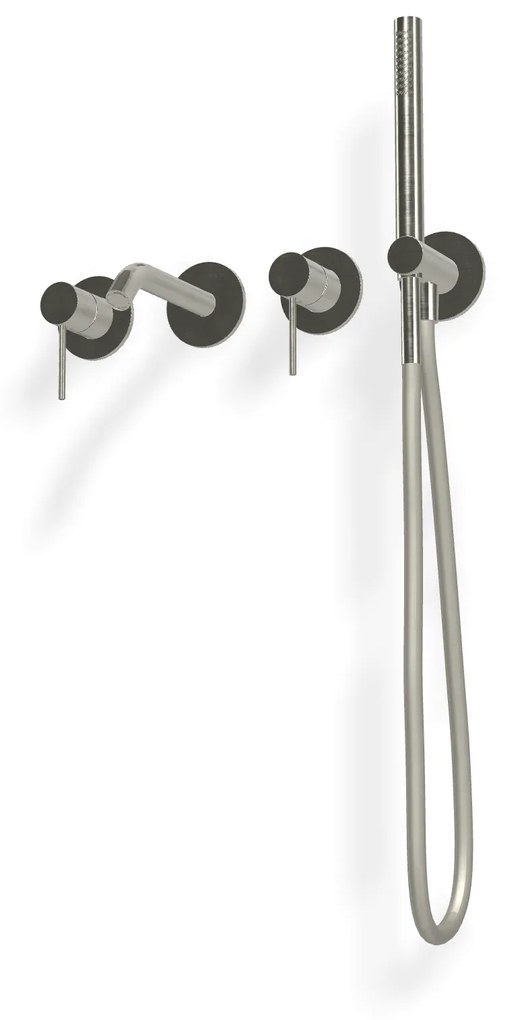 Treemme 40mm RWIT13D8IS04 miscelatore vasca a muro con bocca e doccetta senza parte incasso inox satinato