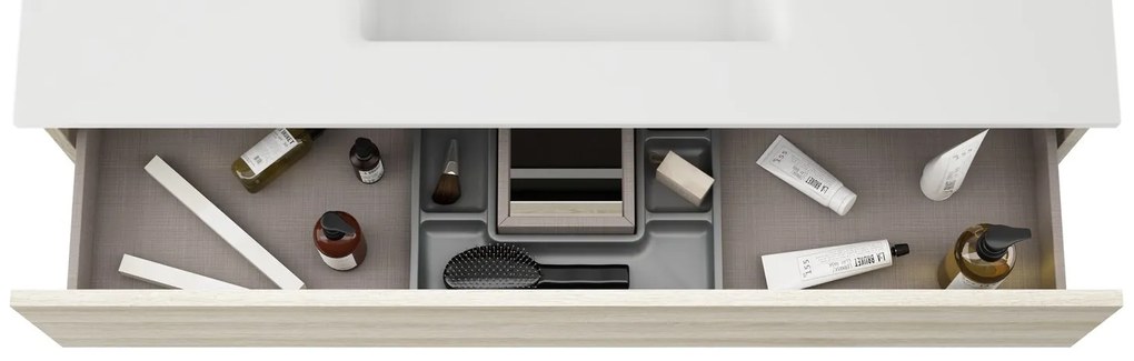 Mobile da bagno sotto lavabo VISOBATH vision bianco laccato opaco L 120 x H 55 x P 45 cm 2 cassetti, lavabo non incluso