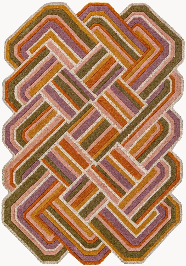 Tappeto in lana fatto a mano con motivo in rilievo Lattice Shaped