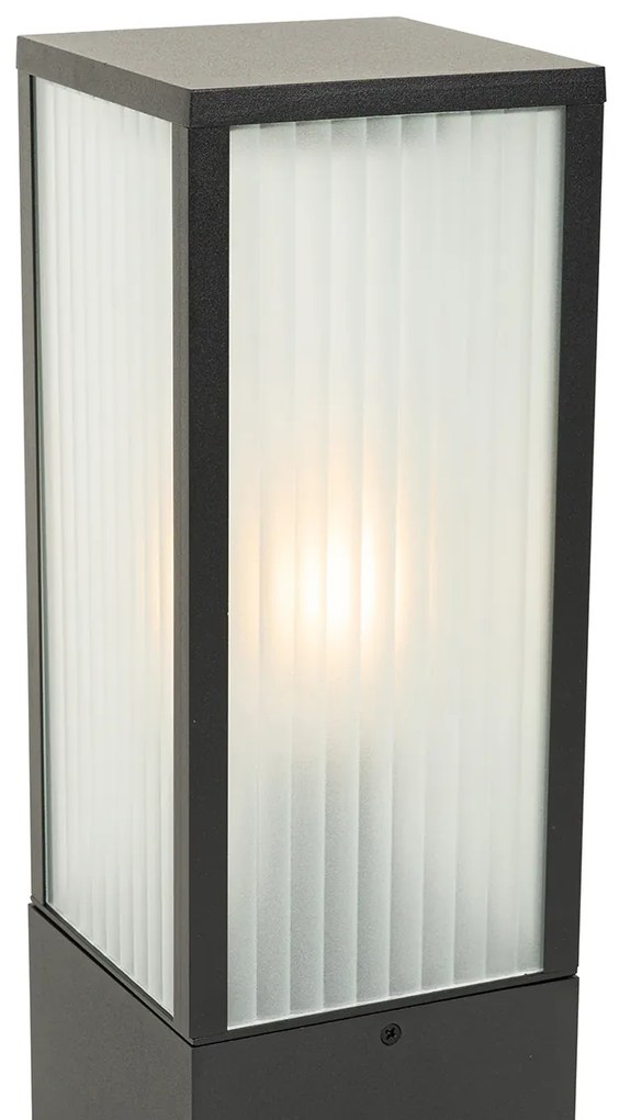 Lampada da terra smart da esterno nera con vetro a coste 40 cm incl. WiFi A60 - Charlois