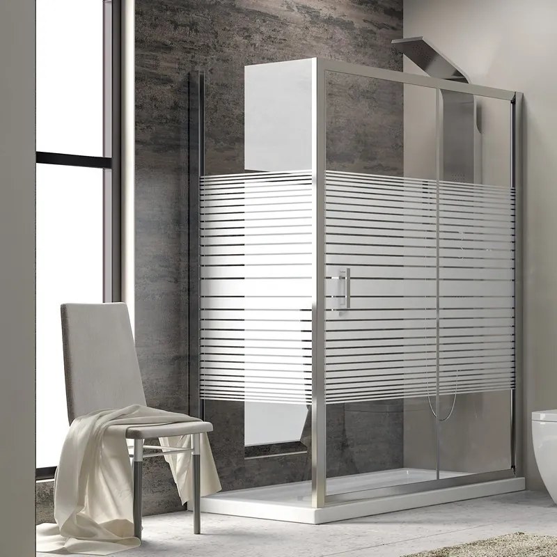 Kamalu - Box doccia 150x90 cm fisso 90cm altezza 180cm vetro serigrafato | K410NS