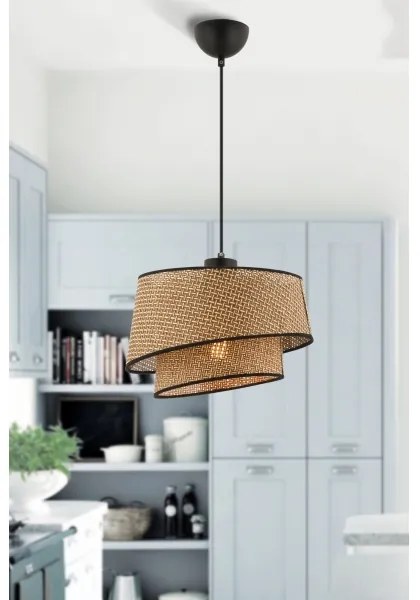 Lampadario a sospensione con cavo BARETTE 1xE27/60W/230V marrone/nero