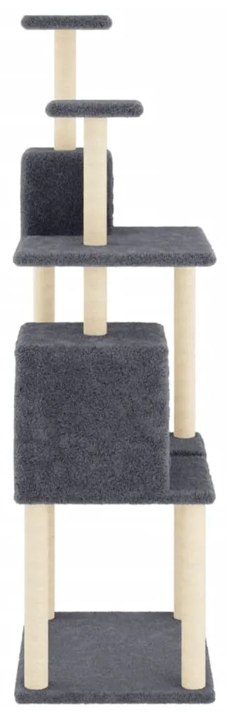 Albero per gatti con tiragraffi in sisal grigio scuro 167 cm