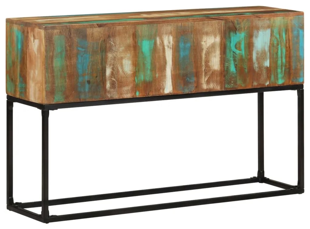 Tavolo Consolle 120x30x75 Cm İn Legno Massello Di Recupero /
