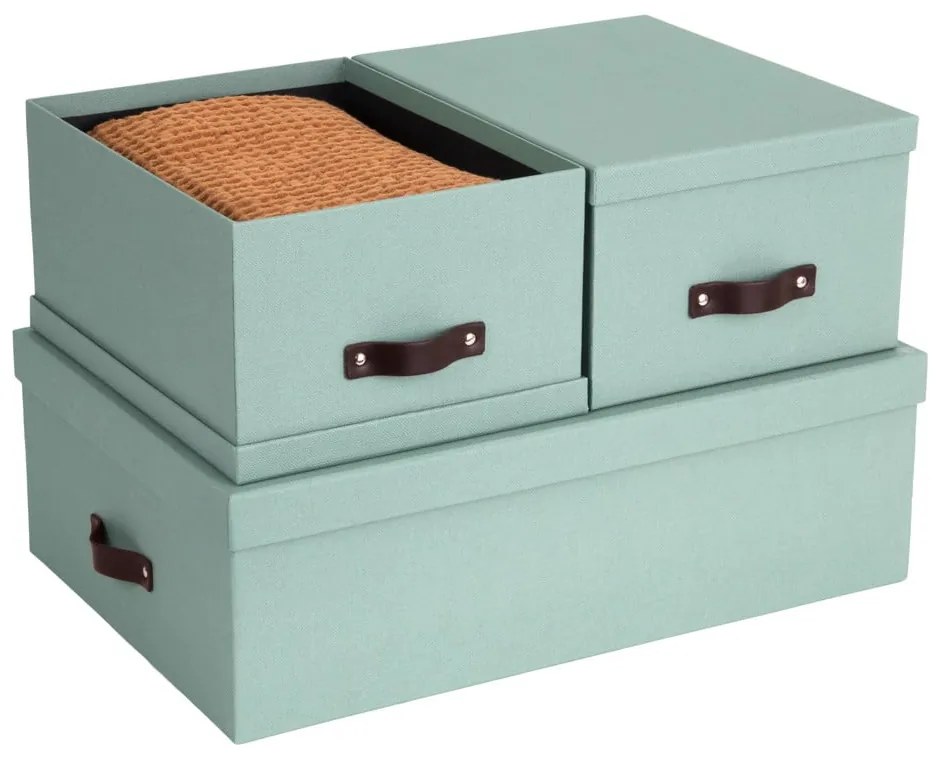 Scatole di cartone con coperchio color menta in set di 3 31x47x15 cm Inge - Bigso Box of Sweden