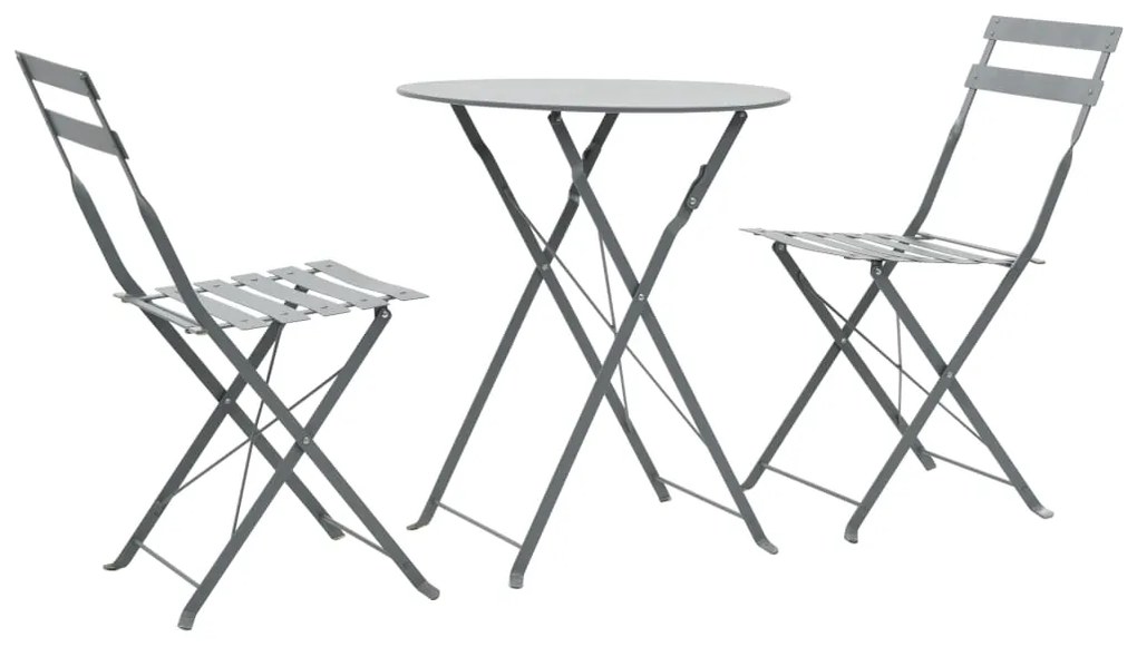 Set Da Bistrot 3 Pz İn Acciaio Grigio /