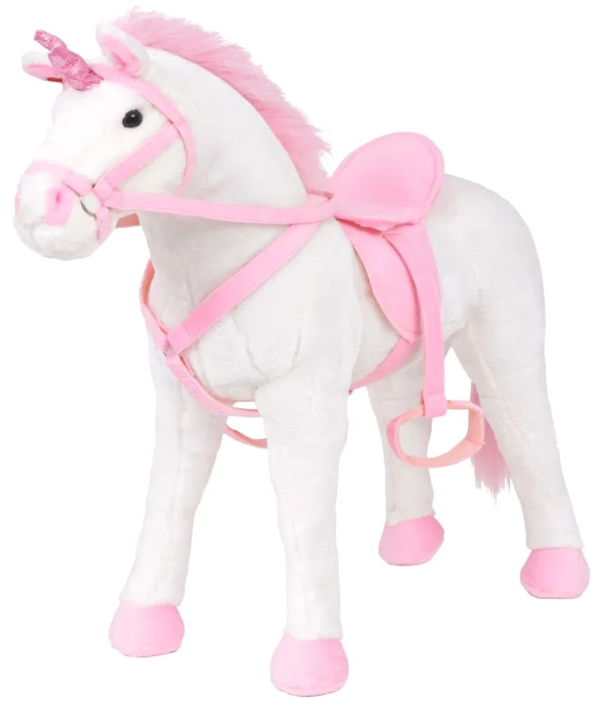 Peluches in Piedi di Animali Vari, Bianco e Rosa / Unicorno