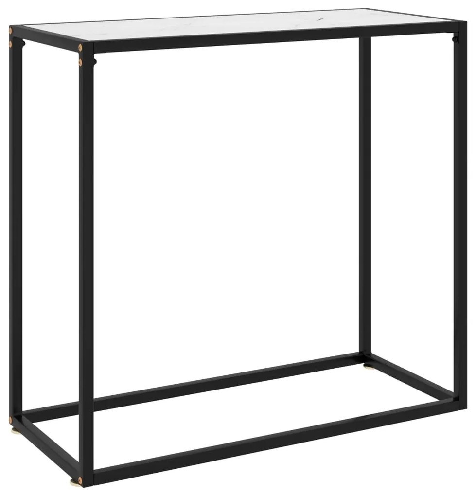 Tavolo Consolle Bianco 80x35x75 Cm İn Vetro Temperato /
