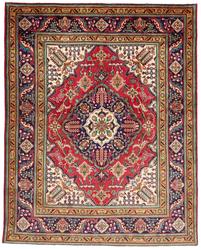 Tabriz Tappeto persiano 190x150 Rosso (Iran) Annodato A Mano