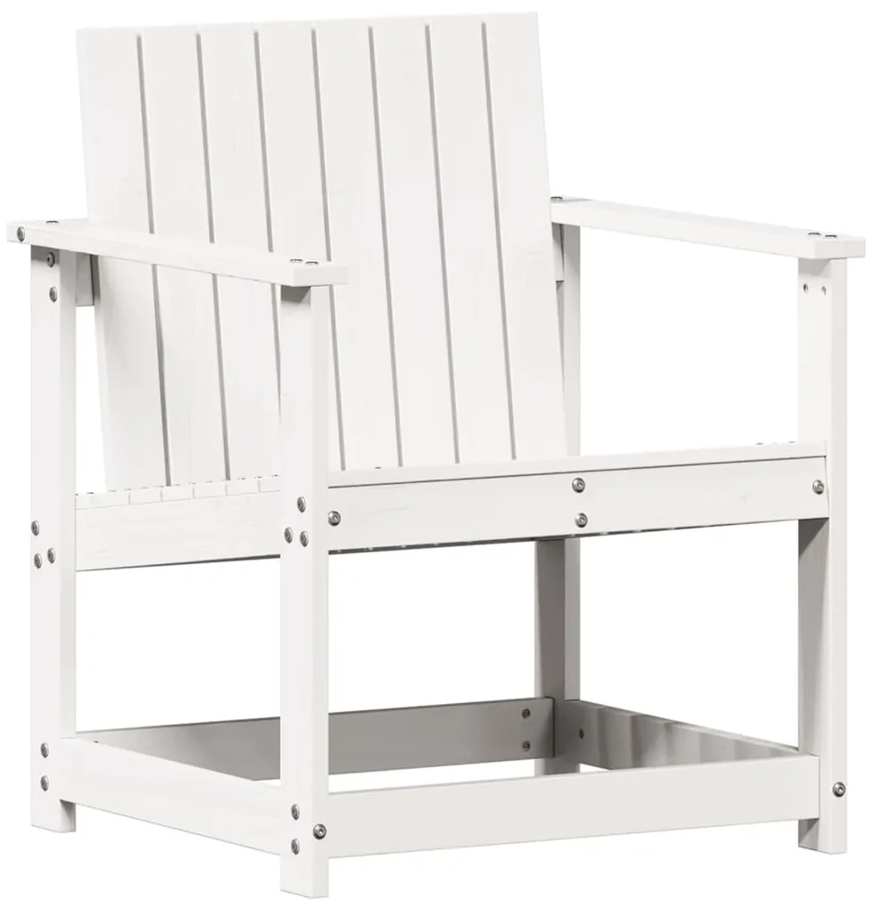 Set salotto da giardino 3 pz bianco in legno massello di pino