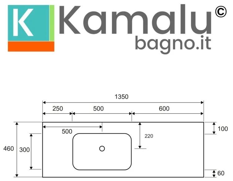 Kamalu - mobile sospeso 135 cm struttura metallica e ripiano sop-135