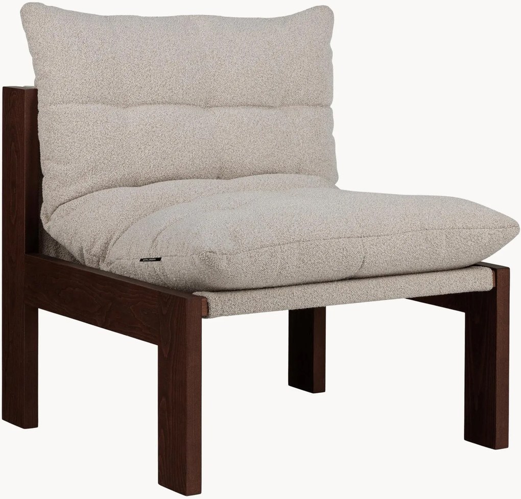 Poltrona lounge in bouclé e legno di faggio Huno