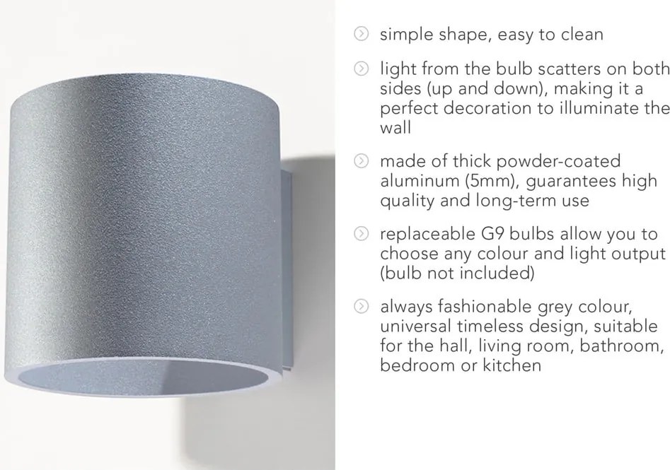 Lampada da parete grigia Roda - Sollux