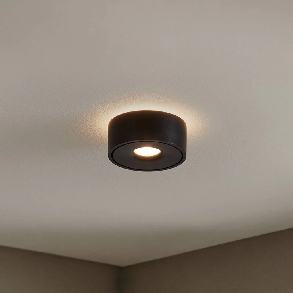 Plafoniera a LED Rotari Arcchio, dimmerabile, Nero, Soggiorno / Sala da pranzo, Alluminio, Moderno, Plafoniera LED