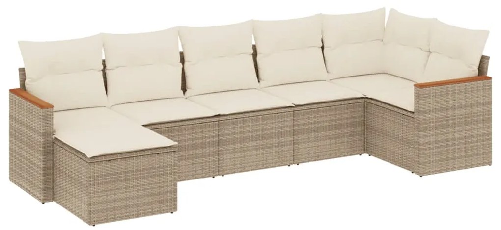 Set divani da giardino 7 pz con cuscini beige in polyrattan