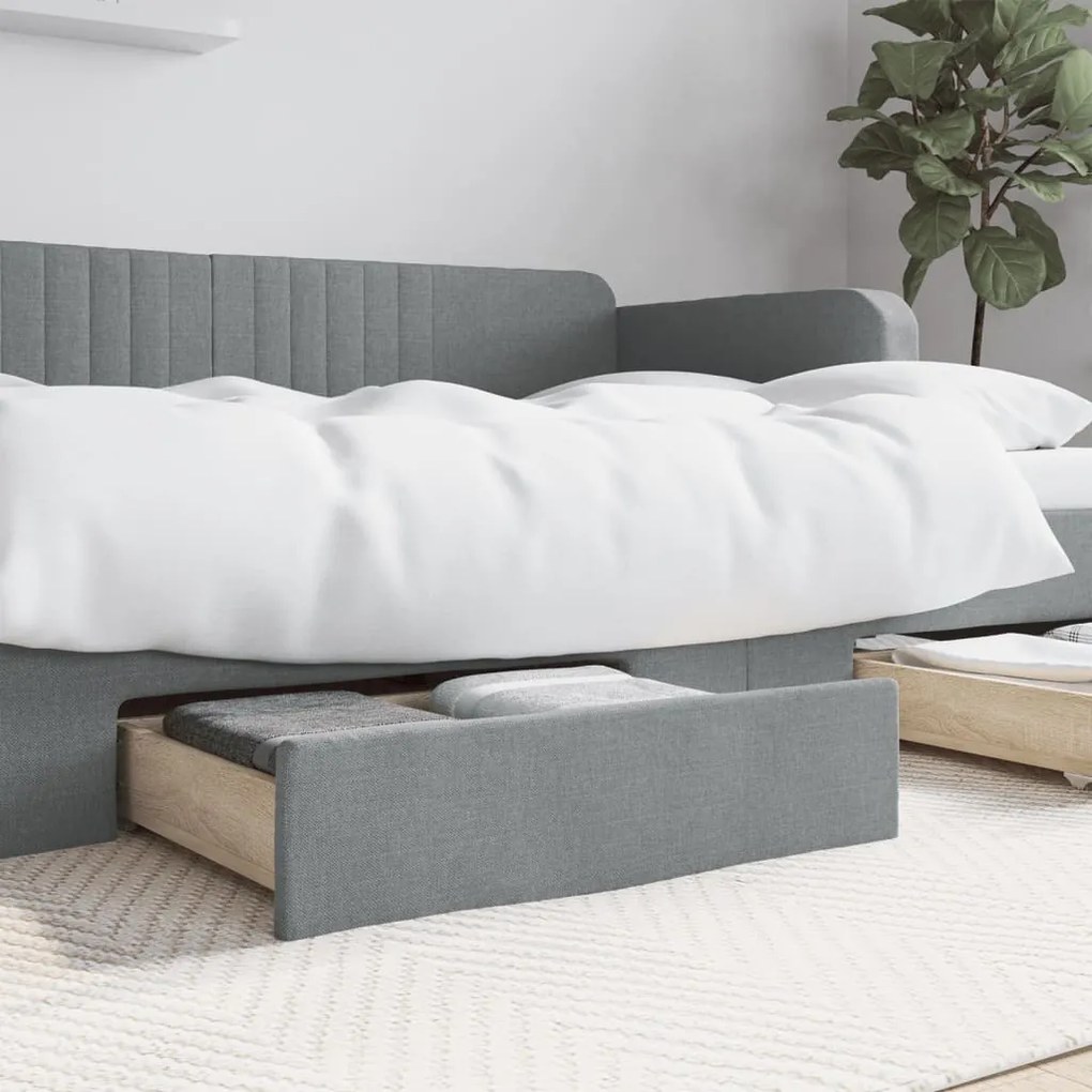 Cassetti Da Letto 2pz Grigio Chiaro Legno Multistrato E Tessuto /
