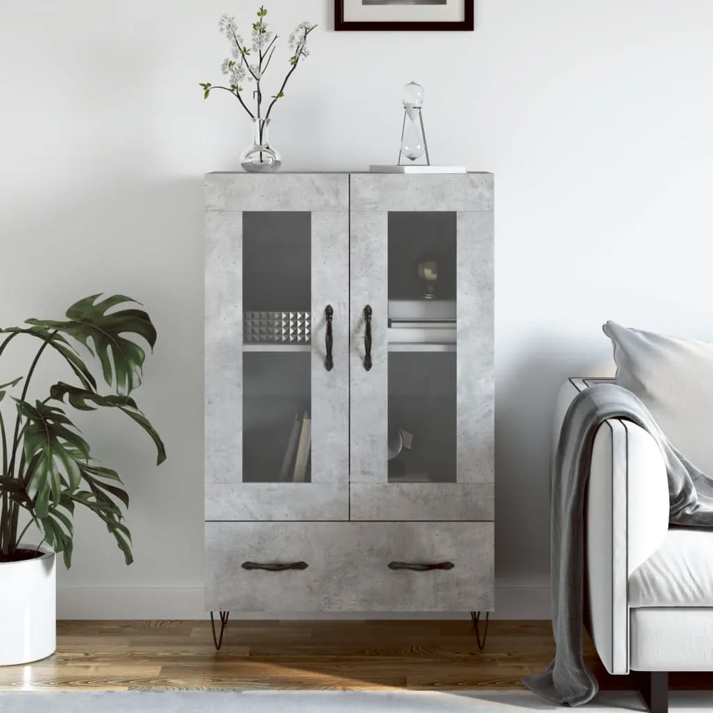 Credenza Grigio Cemento 69,5x31x115 Cm İn Legno Multistrato /