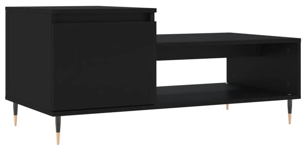 Tavolino da salotto nero 100x50x45 cm in legno multistrato