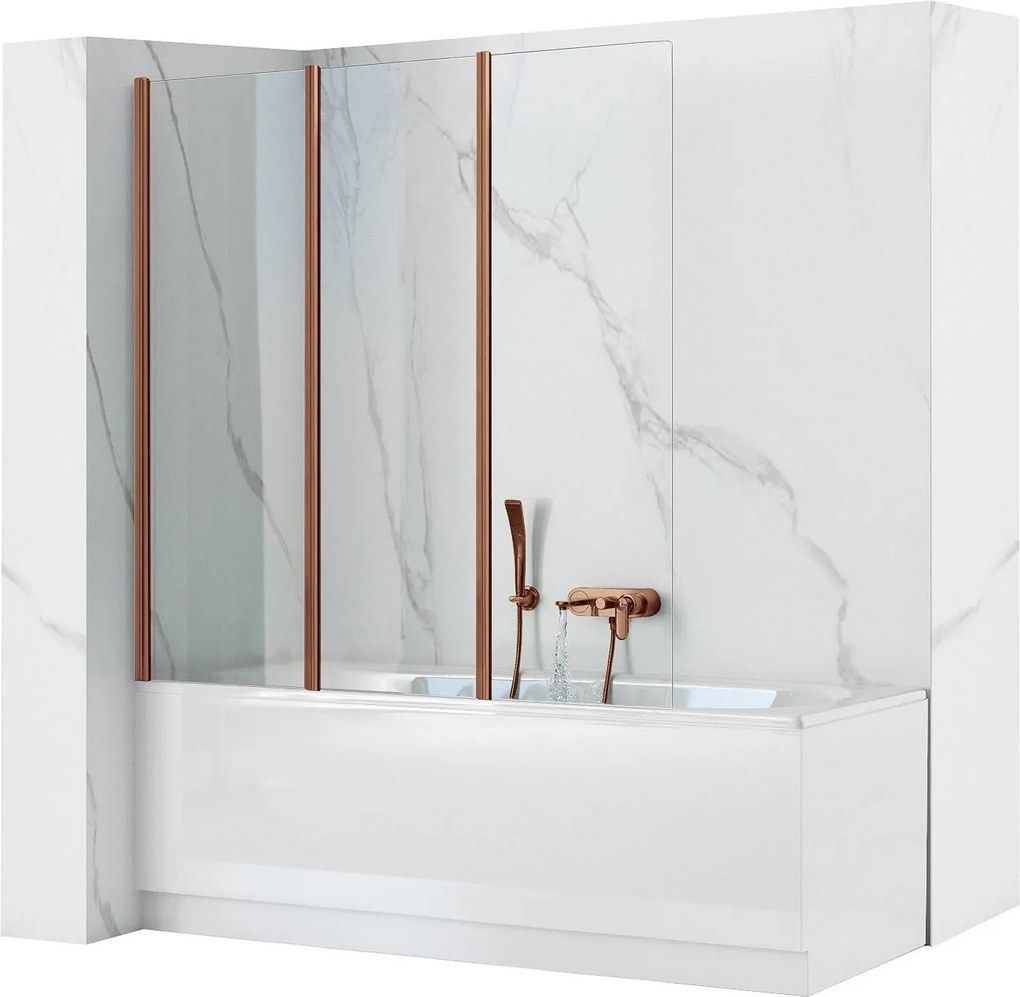 Schermo vasca pieghevole Rea Agat-3 120 Brush Copper