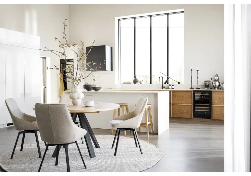 Tavolo da pranzo rotondo pieghevole in rovere naturale ø 135 cm Maddock - Rowico