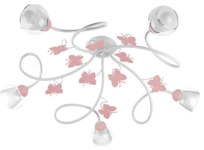 Plafoniera bambino Plafoniera bambino BUTTERFLY 5 x E14 rosa IP20, 5XE14
