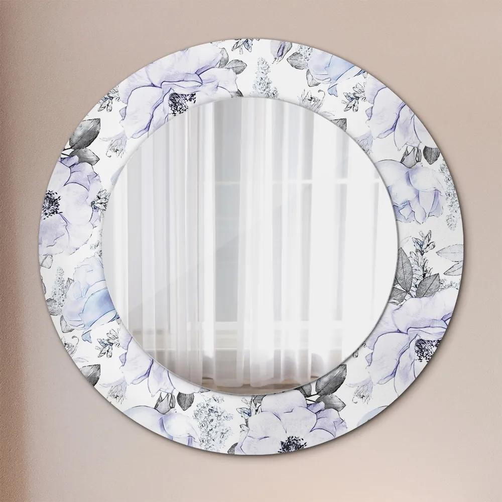 Specchio rotondo cornice con stampa Rose blu fi 50 cm