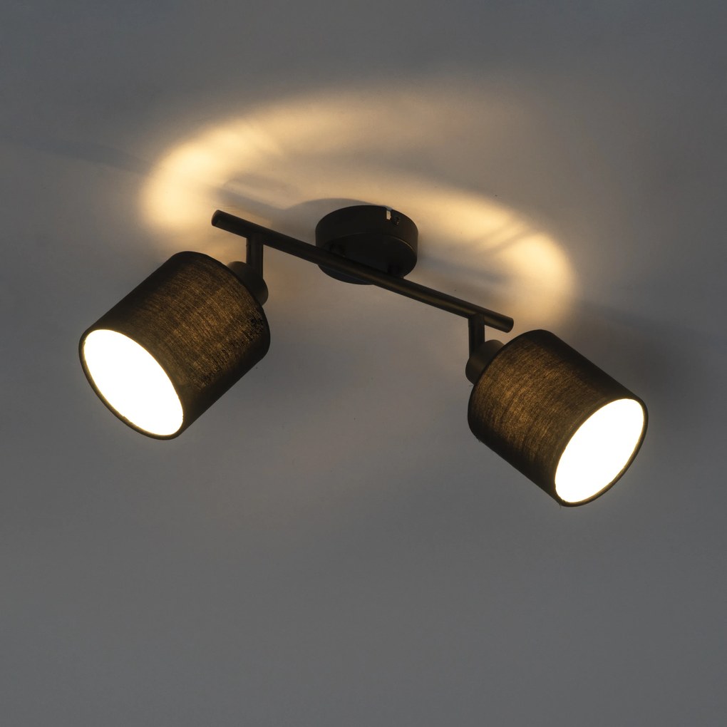 Faretto da soffitto nero con paralume nero 2 luci orientabile - Hetta