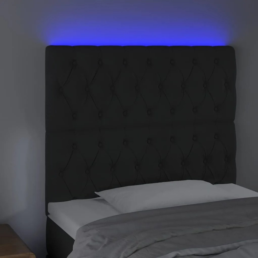Testiera a led nero 90x7x118/128 cm in velluto