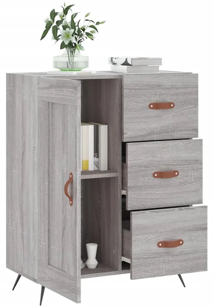 Credenza grigio sonoma 69,5x34x90 cm in legno multistrato