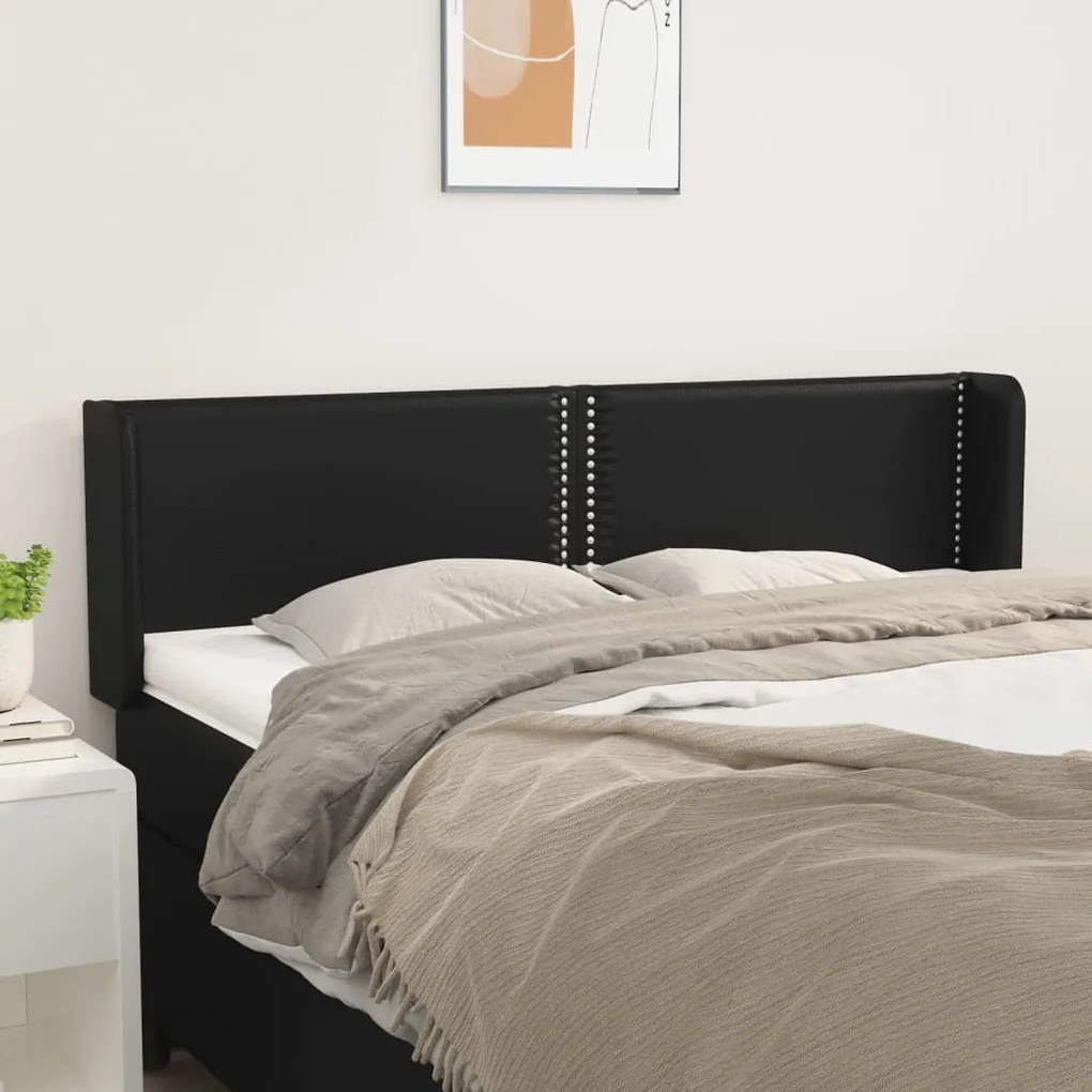 Testiera Ad Orecchio Nera 147x16x78/88 Cm İn Similpelle /