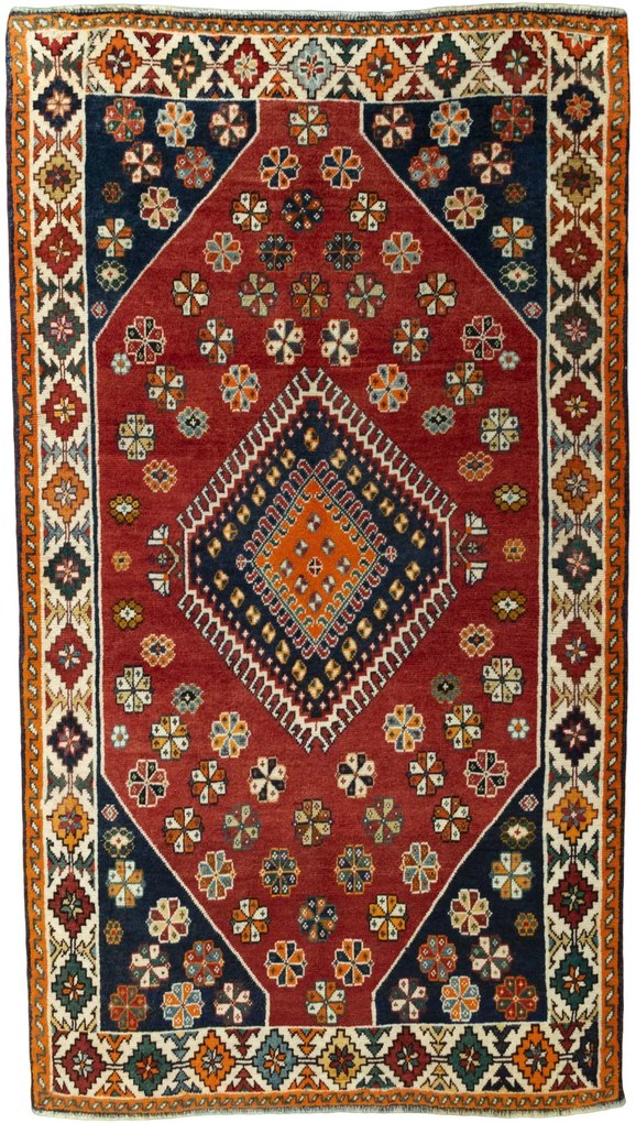 Shiraz Tappeto 200 x 120 Rosso (Iran) Annodato A Mano