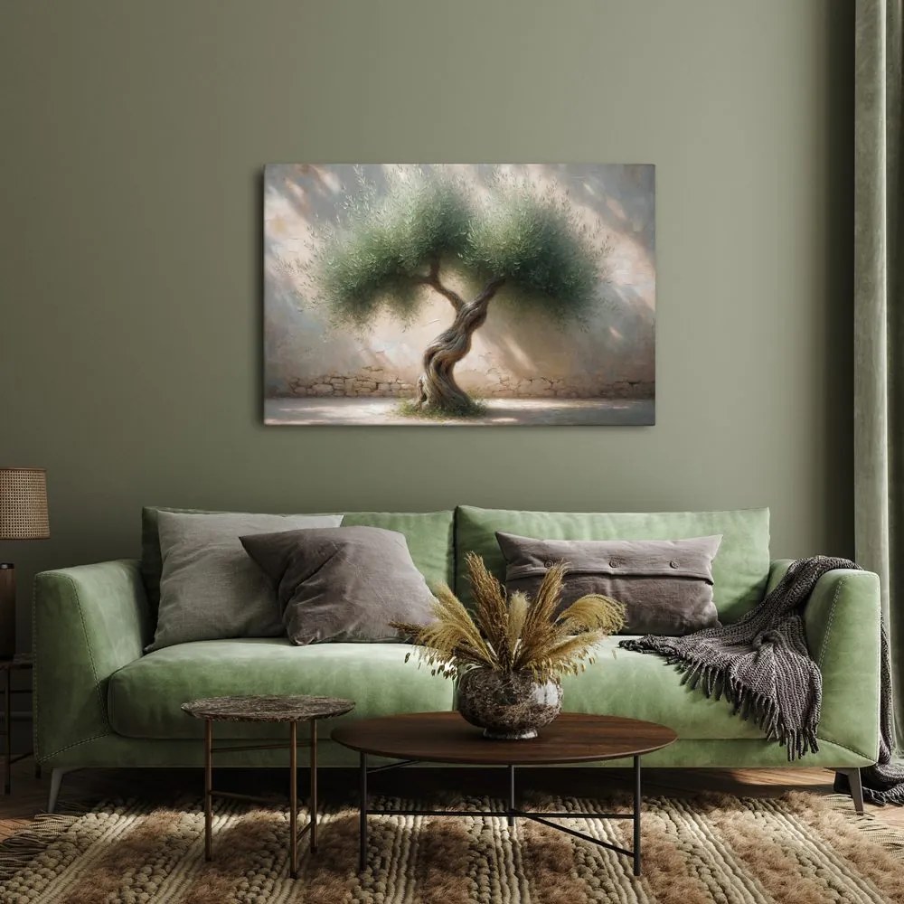 Quadro su tela – Ulivo in cortile di pietra
