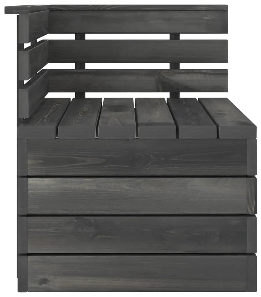 Set Divani da Giardino su Pallet 6 pz Legno Pino Grigio Scuro